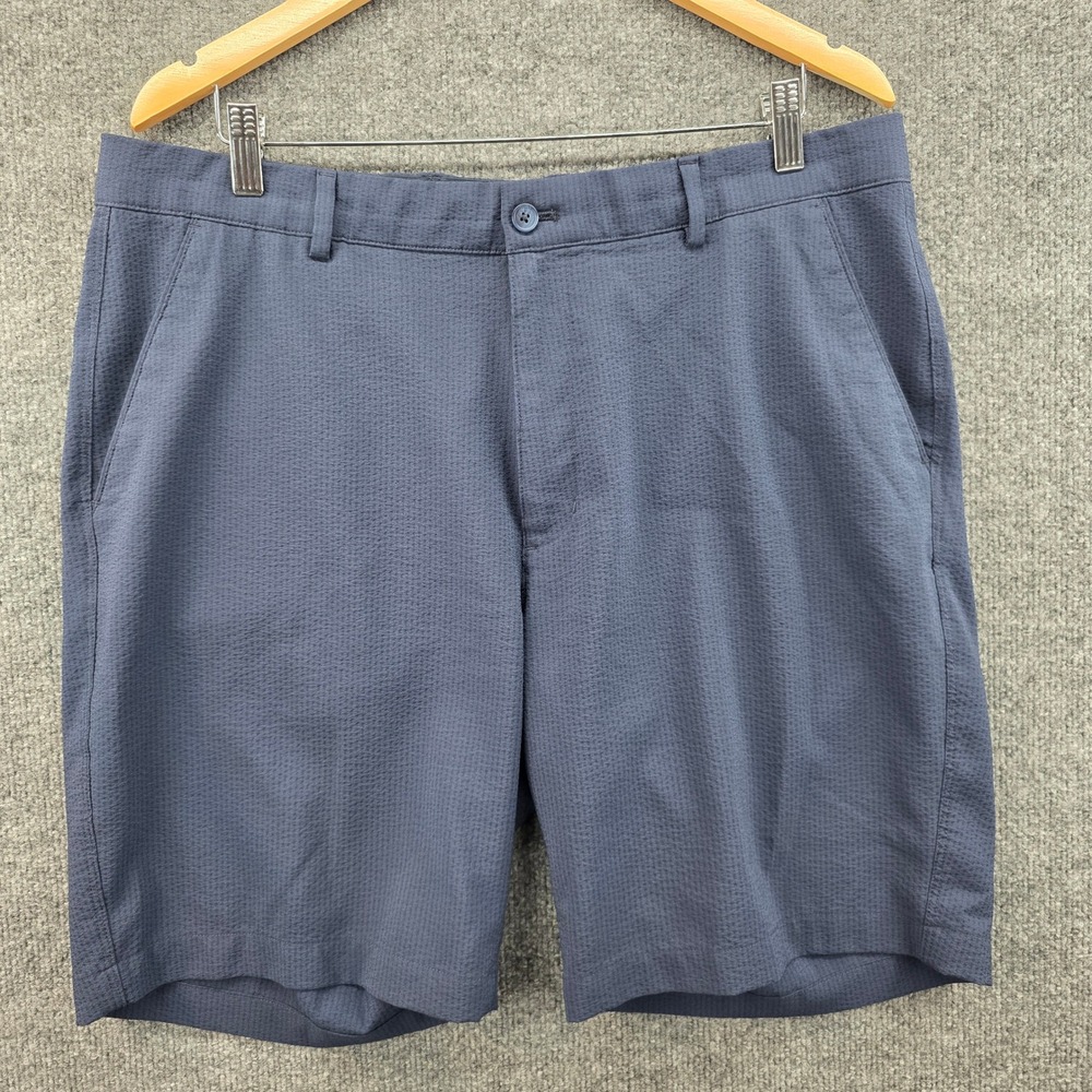 Greg Norman Mens Navy Blue Textured Performance Golf Shorts Size 36 Shark‎ Logo